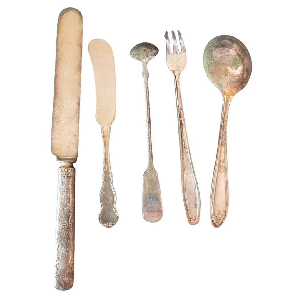 Antique Rogers Silverplate Flatware LOT 5pc Knife Fork Spoons Meriden Conn 1910